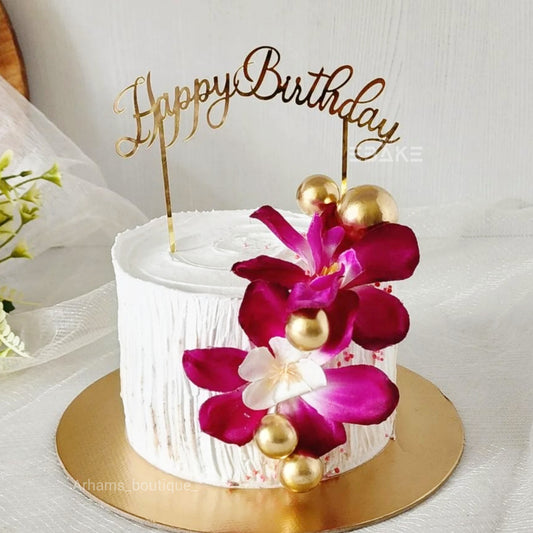 Happy Birthday Cake Topper(Golden)