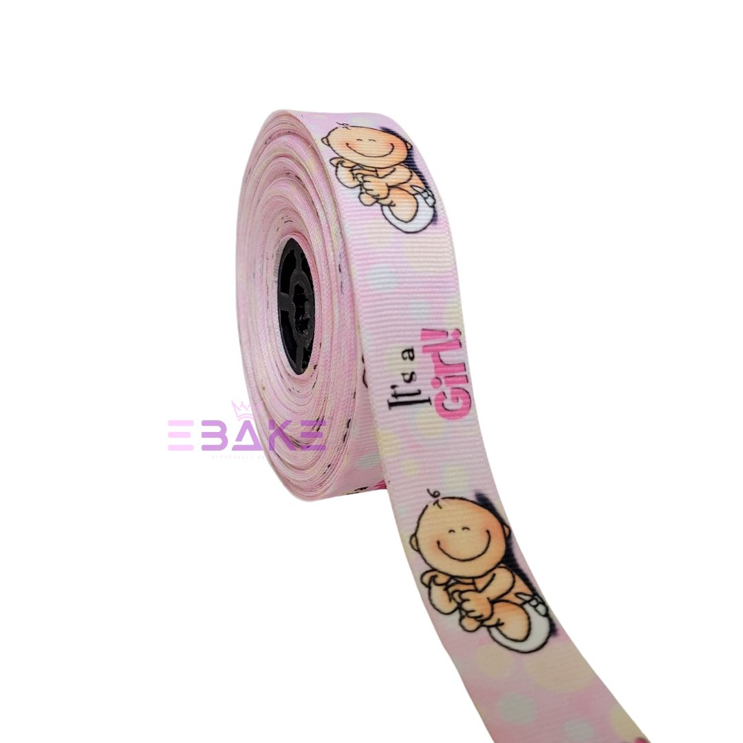 It's a Girl Printed Grosgrain Ribbon