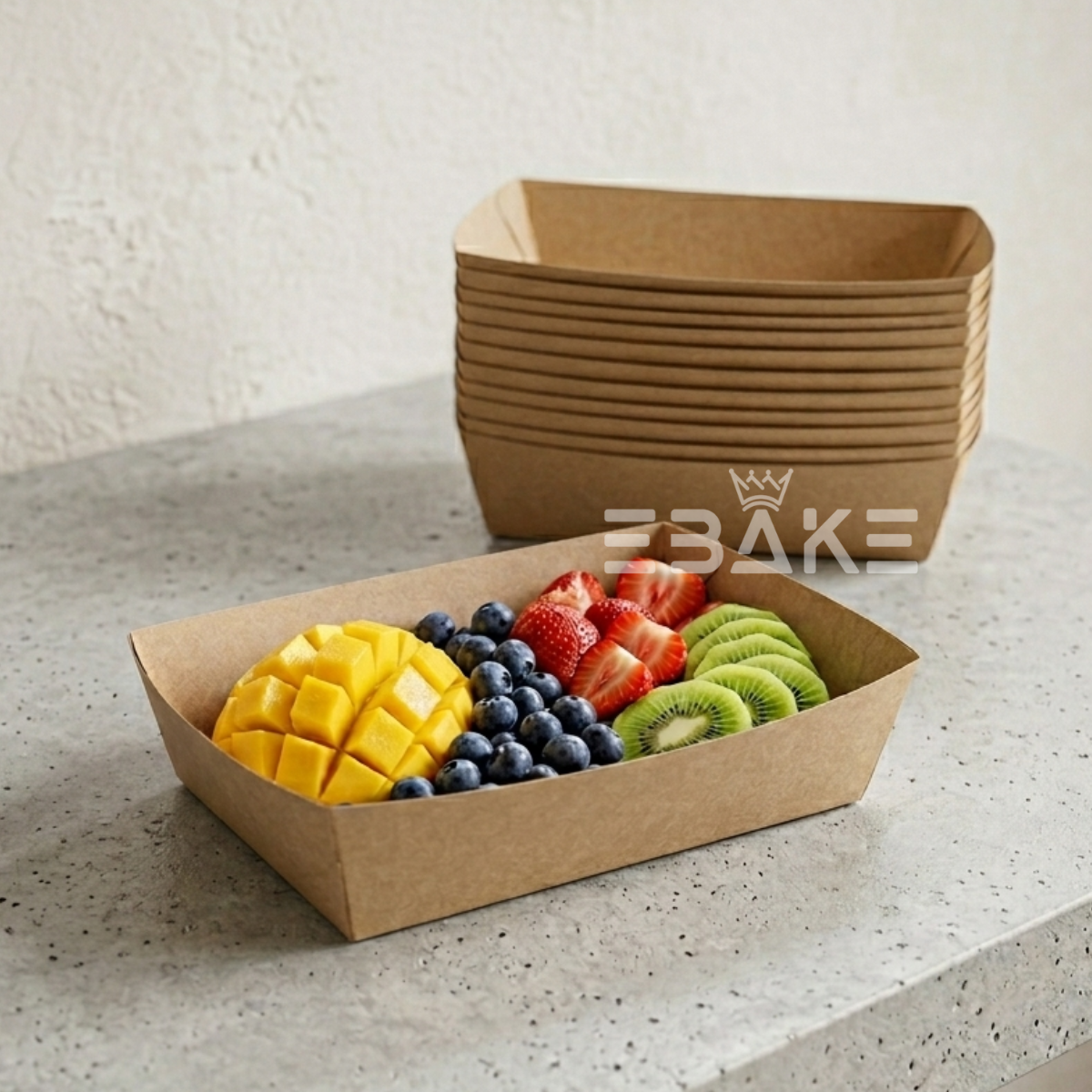 Kraft Paper Boat Tray 1000ml  – Disposable Paper Food Serving Tray (25 Pieces Set)