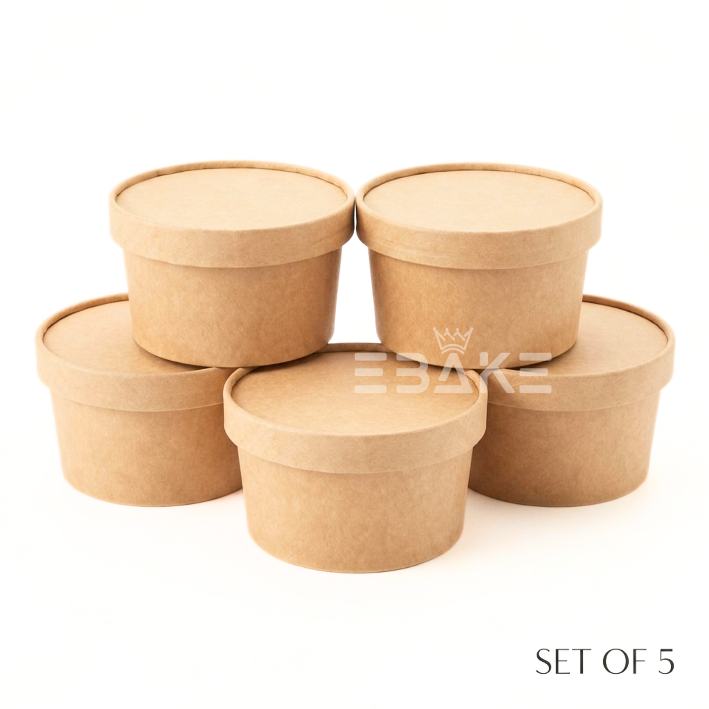 Round Disposable Kraft Paper Containers With Lid 300ml