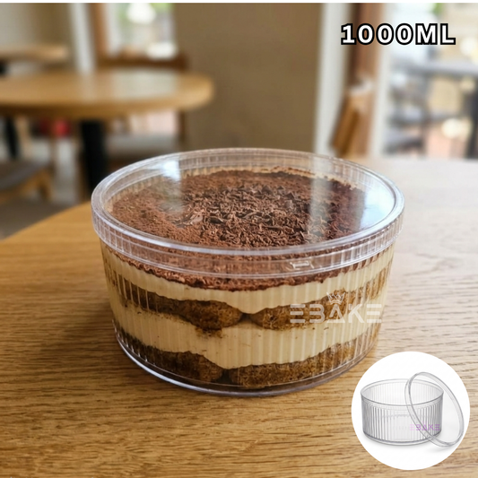 1000ml Fluted Round Acrylic Dessert Box / Cake Tub