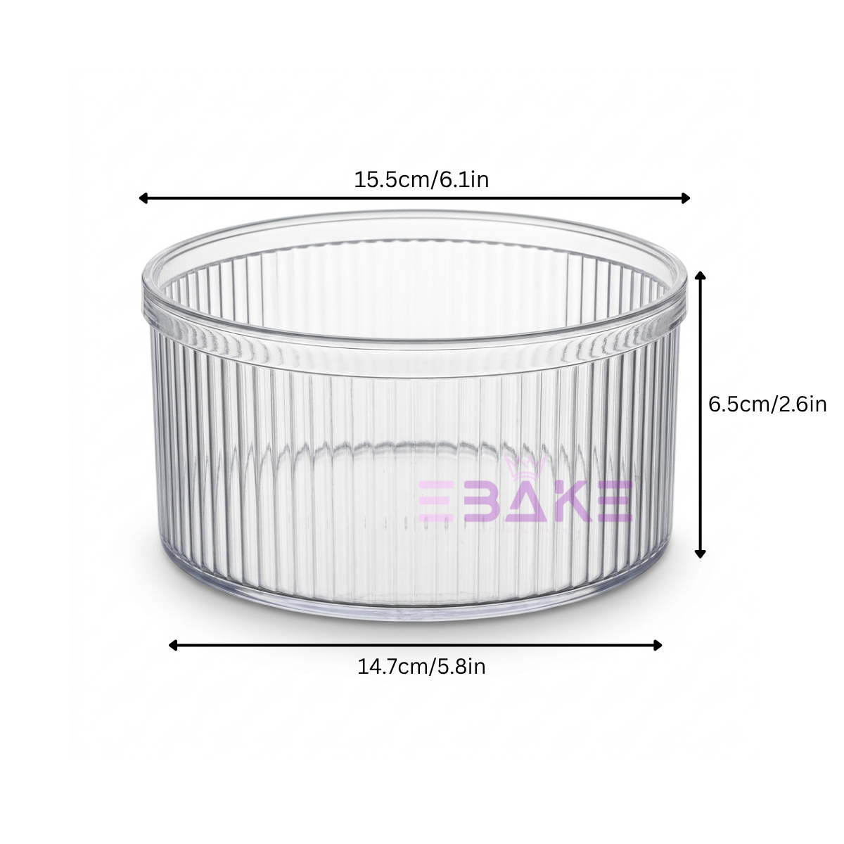 1000ml Fluted Round Acrylic Dessert Box / Cake Tub