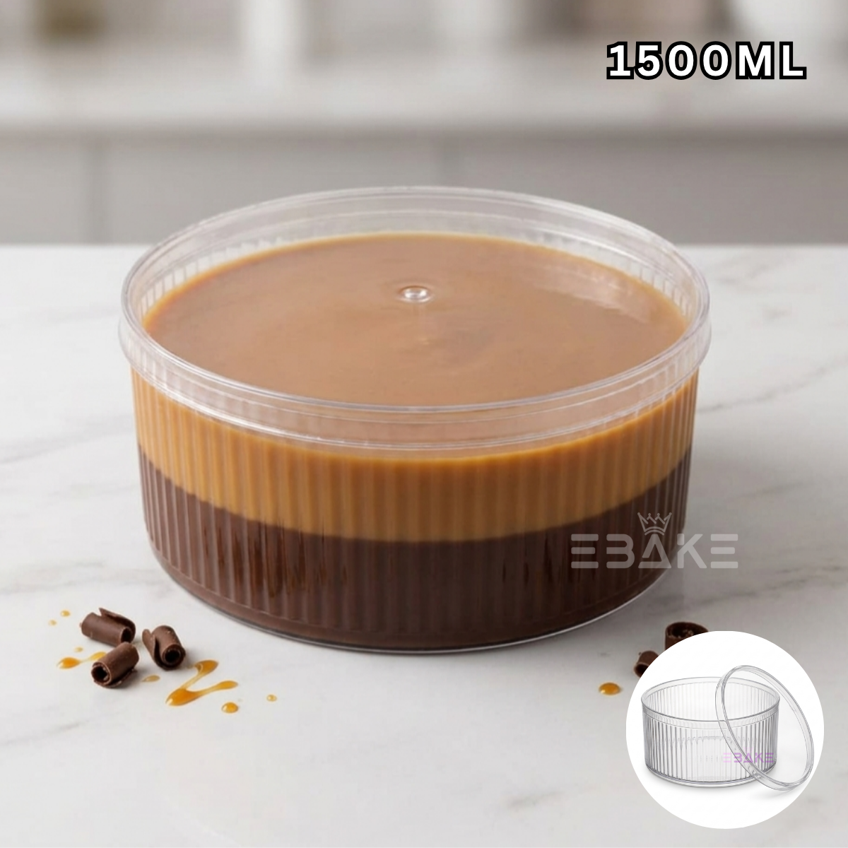 1500ml Fluted Round Acrylic Dessert Box / Cake Tub