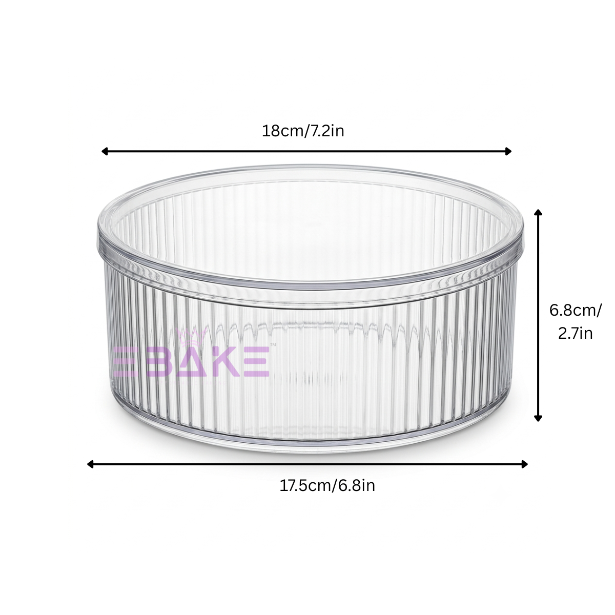 1500ml Fluted Round Acrylic Dessert Box / Cake Tub