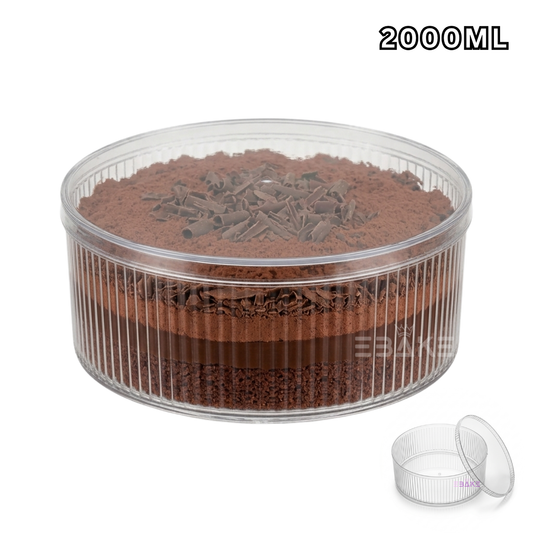 2000ml Fluted Round Acrylic Dessert Box / Cake Tub