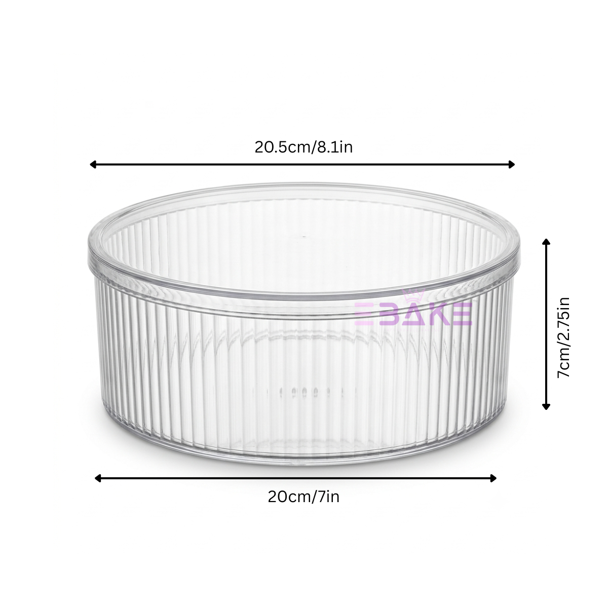 2000ml Fluted Round Acrylic Dessert Box / Cake Tub