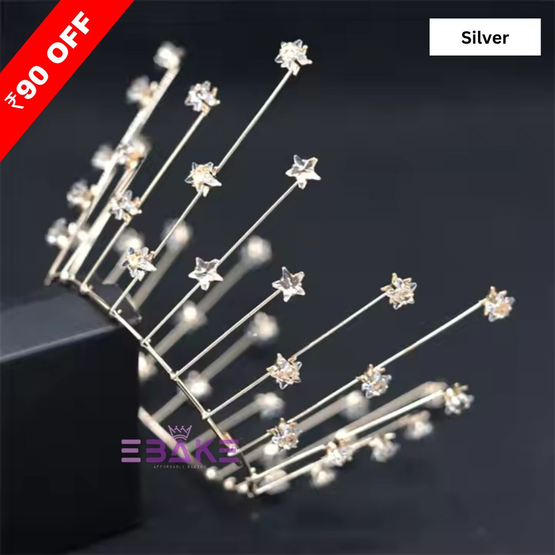 Large Premium Stars Cake Crown/Tiara - Silver