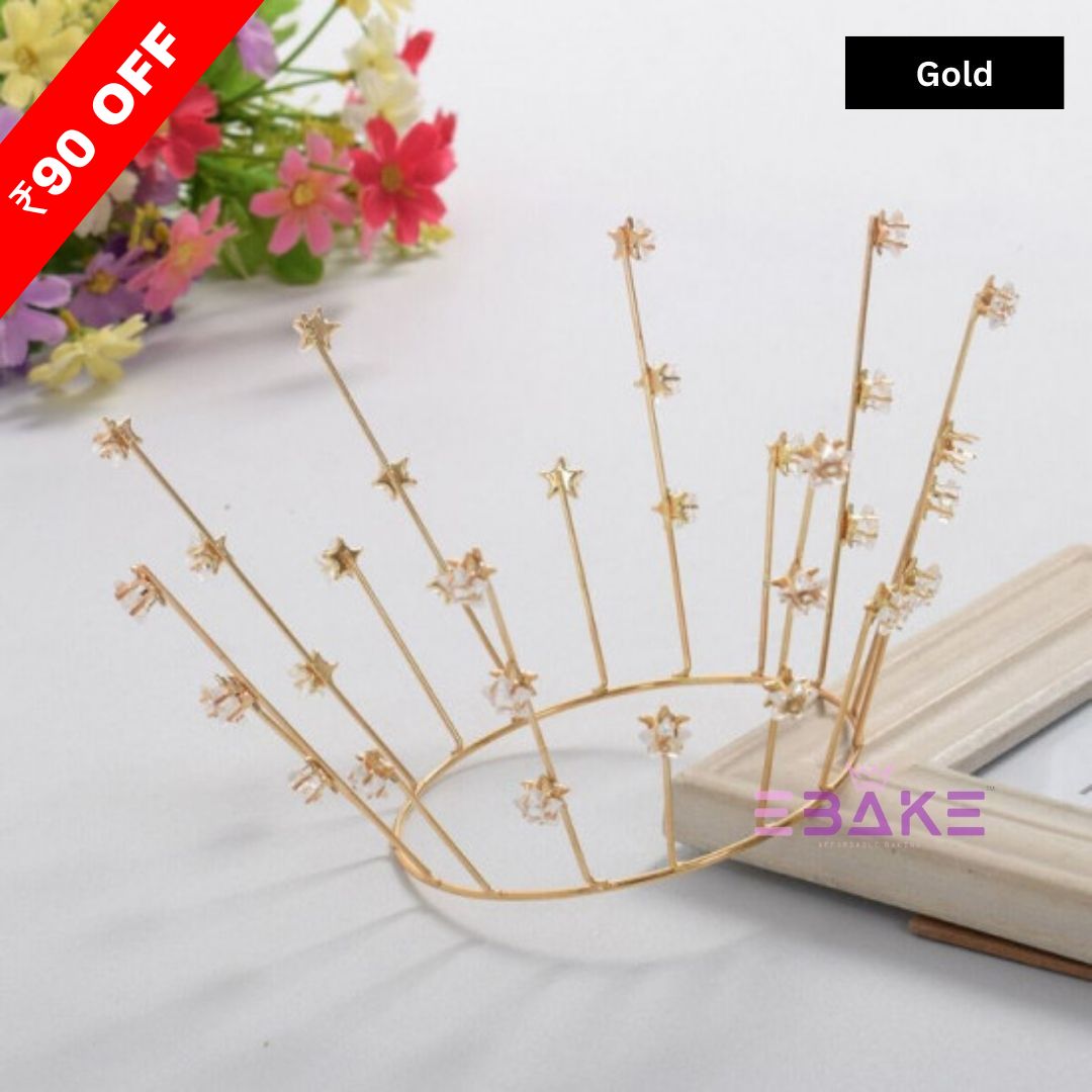 Large Premium Stars Cake Crown/Tiara - Gold