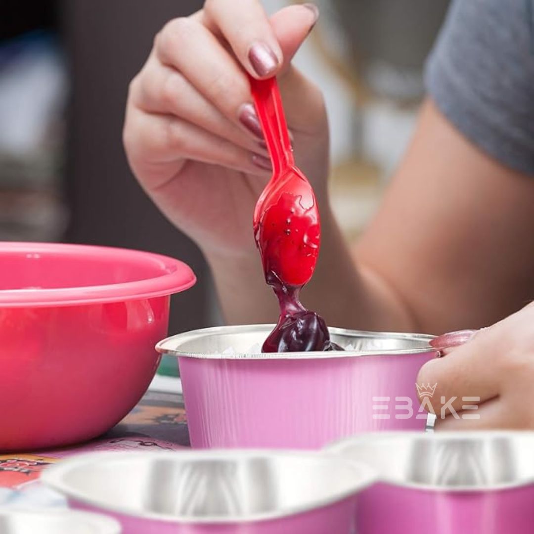 Aluminium Foil Lilac Heart Shaped Baking Cup With Lid