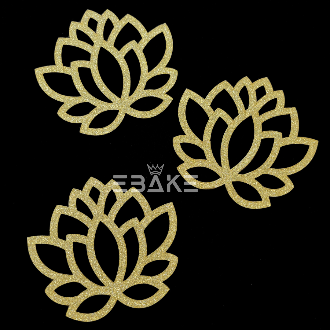 Lotus Cutout/Charm (Set Of 3 pieces) MDF - 3 Inch