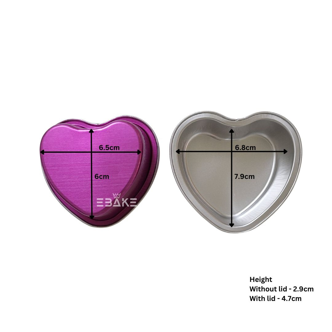 Aluminium Foil Magenta Heart Shaped Baking Cup With Lid