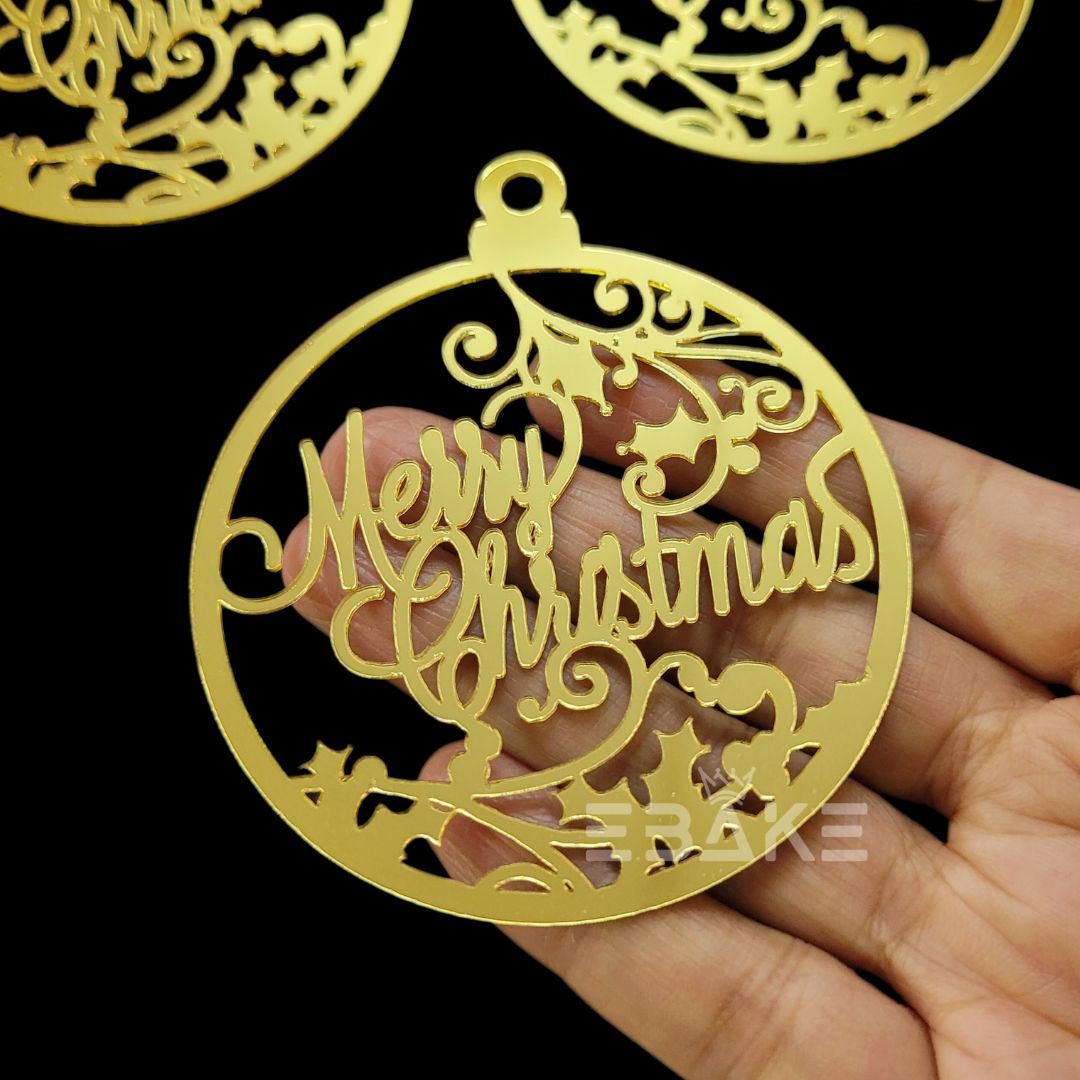 Merry Christmas Cutout Gold (Set of 3 Pieces) Christmas Tree Ornament