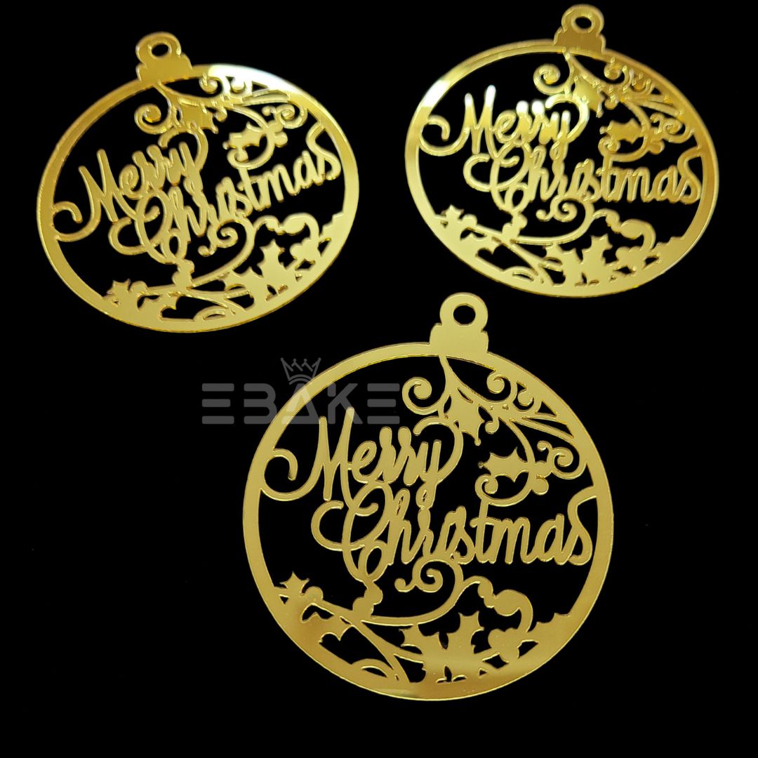 Merry Christmas Cutout Gold (Set of 3 Pieces) Christmas Tree Ornament