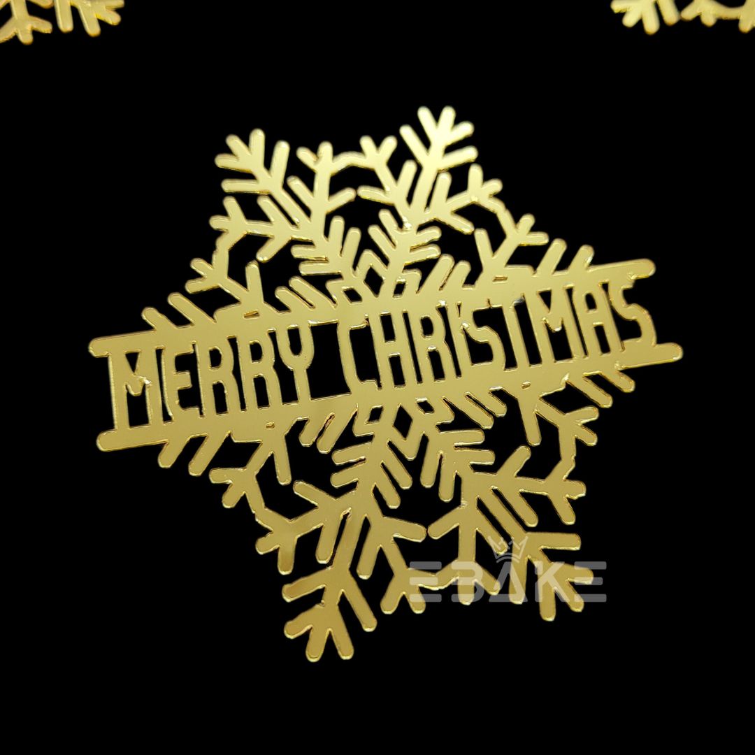 Merry Christmas Snowflake Cutout Gold (Set of 3 Pieces) Christmas Tree Ornament