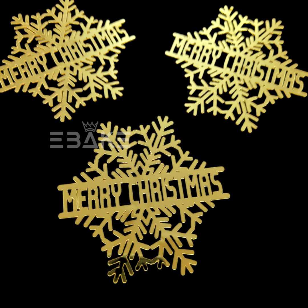 Merry Christmas Snowflake Cutout Gold (Set of 3 Pieces) Christmas Tree Ornament