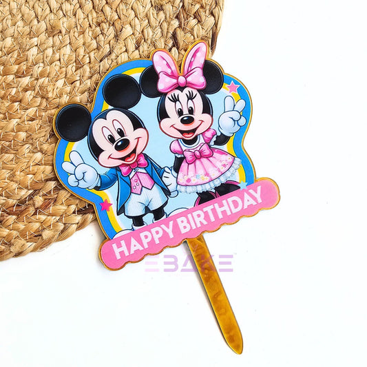 Mickey and Minnie Printed Acrylic Cake Topper