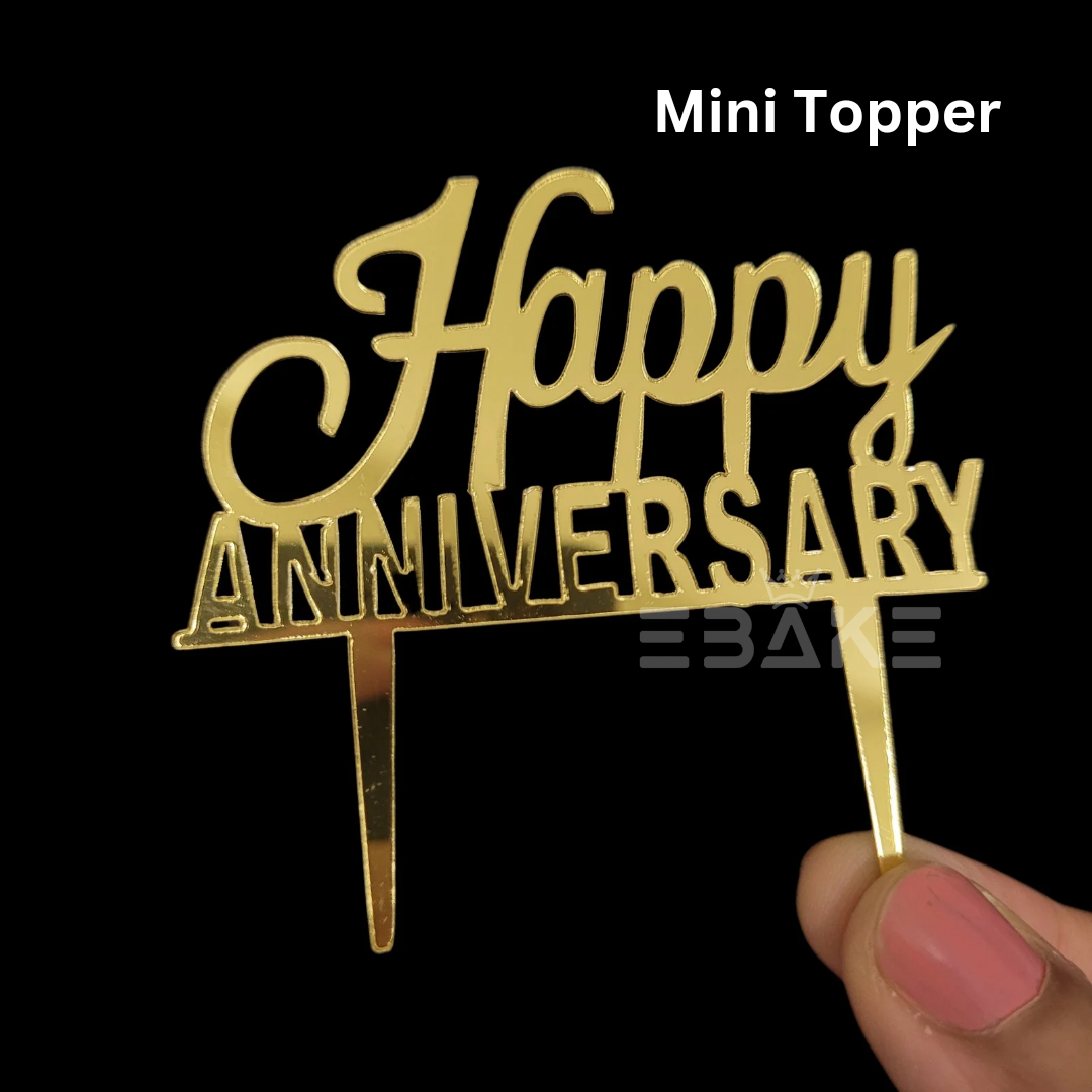 Happy Anniversary Mini Topper Gold