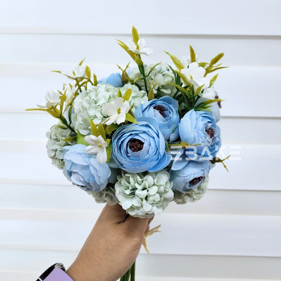 A1024 Peony & Hydrangea Bunch Blue (Peonies, Hydrangea & Fillers)