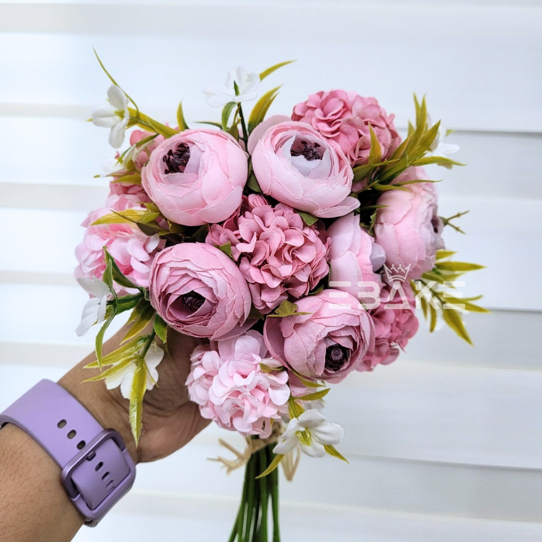 A1023 Peony & Hydrangea Bunch Pink (Peonies, Hydrangea & Fillers) – EBAKE