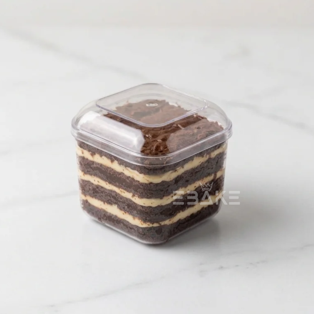130ml Mini Vertical Square Acrylic Dessert Box / Cake Tub (With Lid)