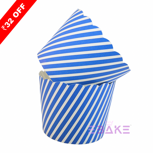 Paper Muffin Cup Dark Blue Stripes - Set Of 50 Pieces Medium