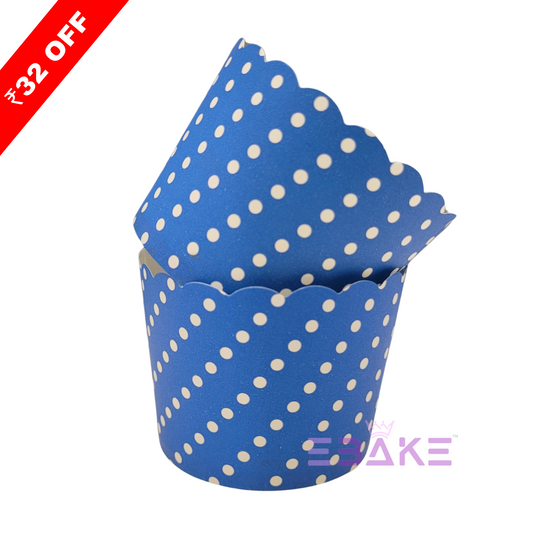 Paper Muffin Cup Dark Blue Polka Dot - Set Of 50 Pieces Medium