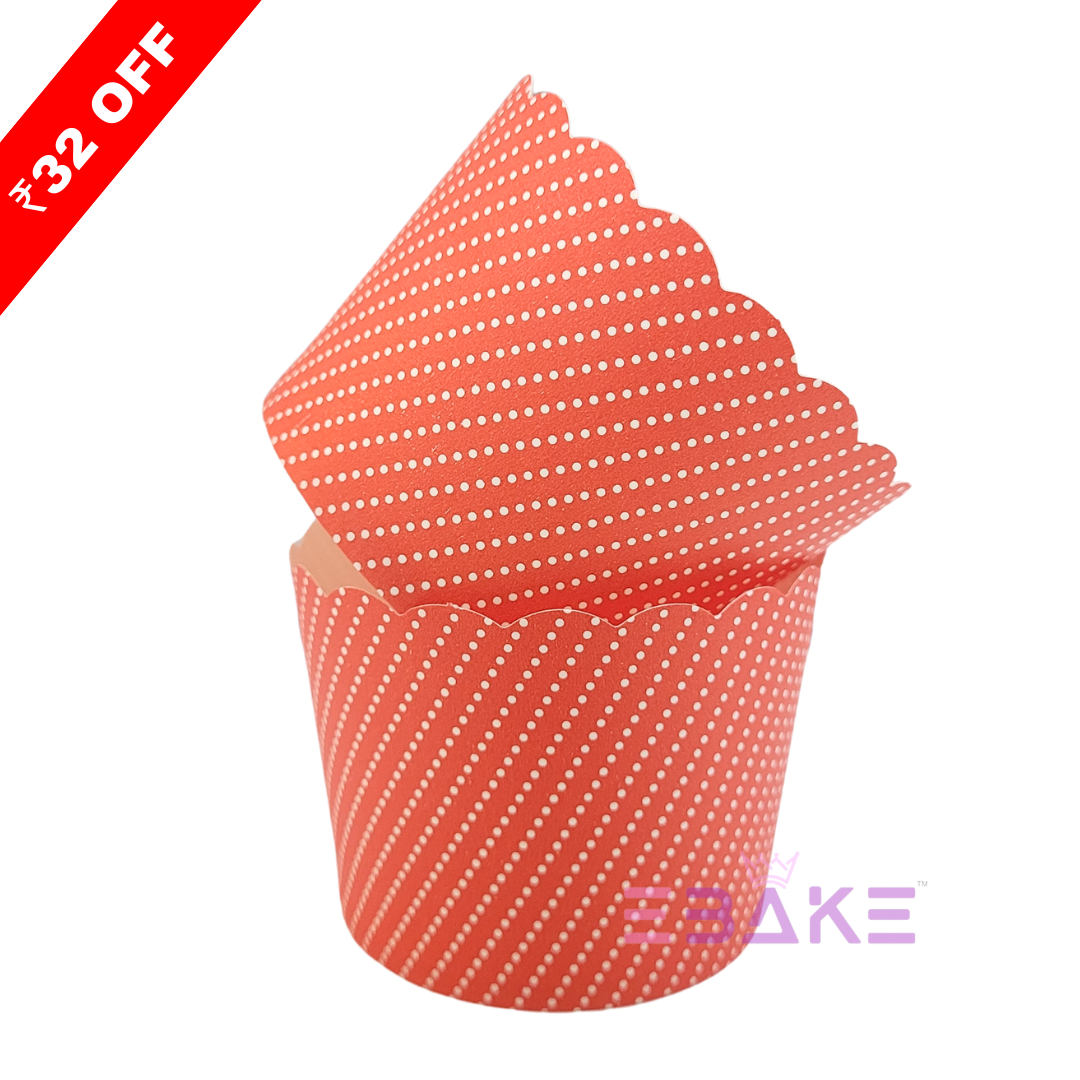 Paper Muffin Cup Red Polka Dots - Set Of 50 Pieces Medium