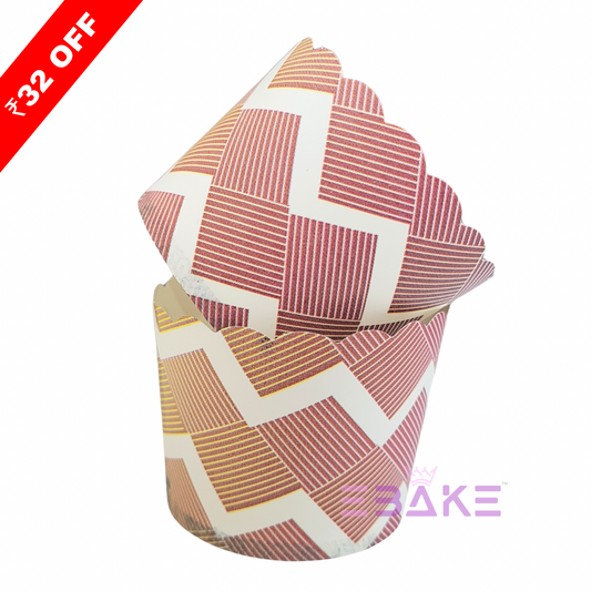 Paper Muffin Cup Zig Zag Printed - Set Of 50 Pieces Medium