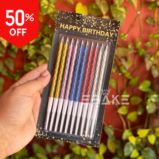 Multi Color Metallic Twist Candles (Set Of 10)