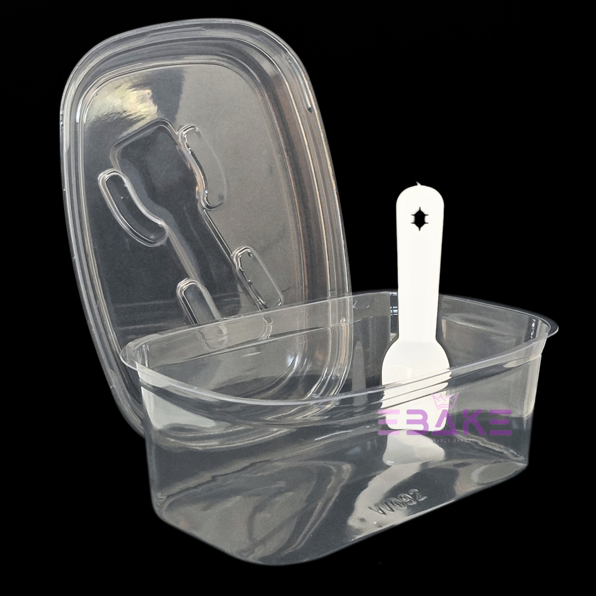 Rounded Rectangle / Oval PET Plastic Disposable Clear Container With Lid & Spoon For Desserts