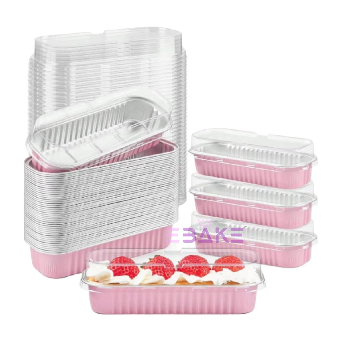 Pastel Pink Aluminium Foil Mini Loaf Pans With Lids
