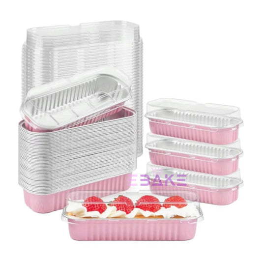 Pastel Pink Aluminium Foil Mini Loaf Pans With Lids