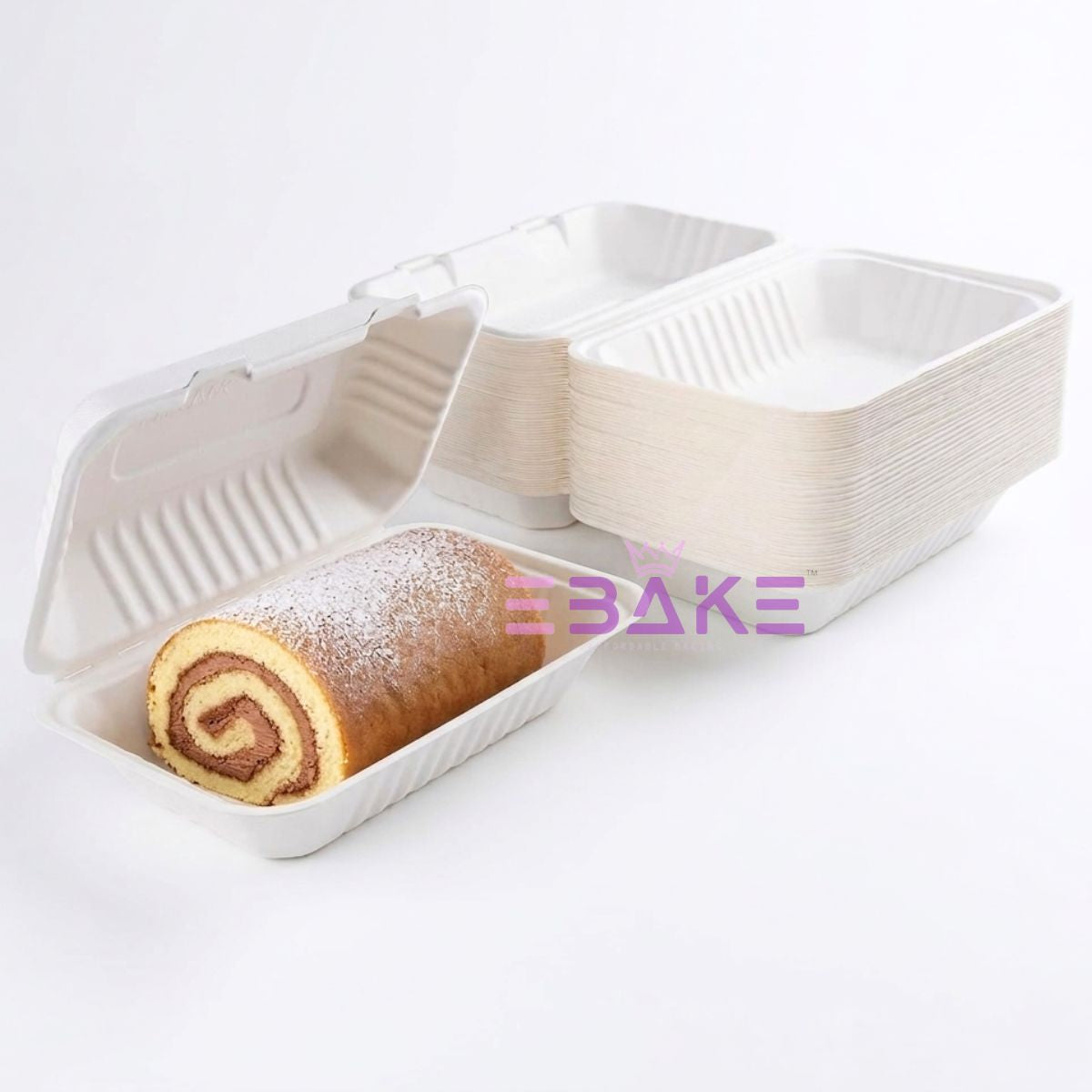 Bagasse Clamshell Container 9"x5" (Rectangle Takeway Container)
