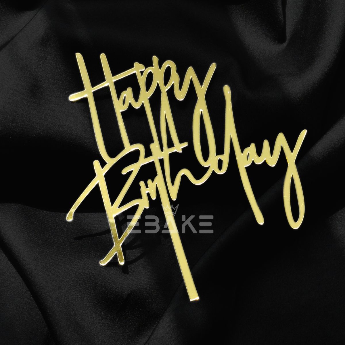Happy Birthday Cake Topper 5 Inch Golden