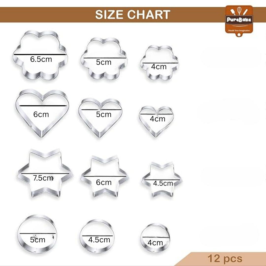 Stainless Steel Cookie Cutters (Set of 12 pieces)