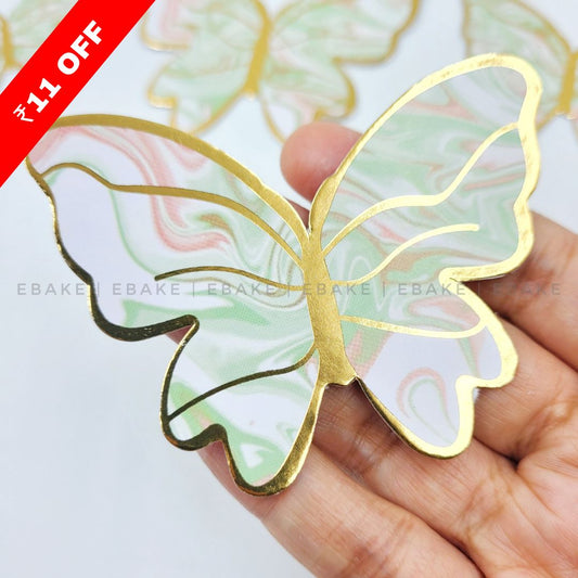 Paper Butterflies Green & Pink - Foldable (Set of 10 Pieces)