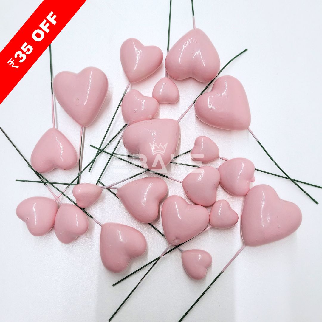 Pink Faux Hearts - Set Of 20 Pieces