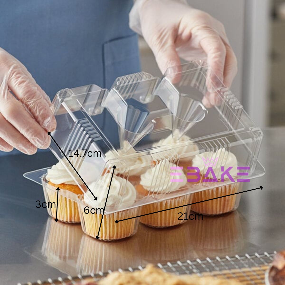 6 Cavity Plastic Cupcake Box / Clear Cupcake Holder (Set of 5 Pieces)