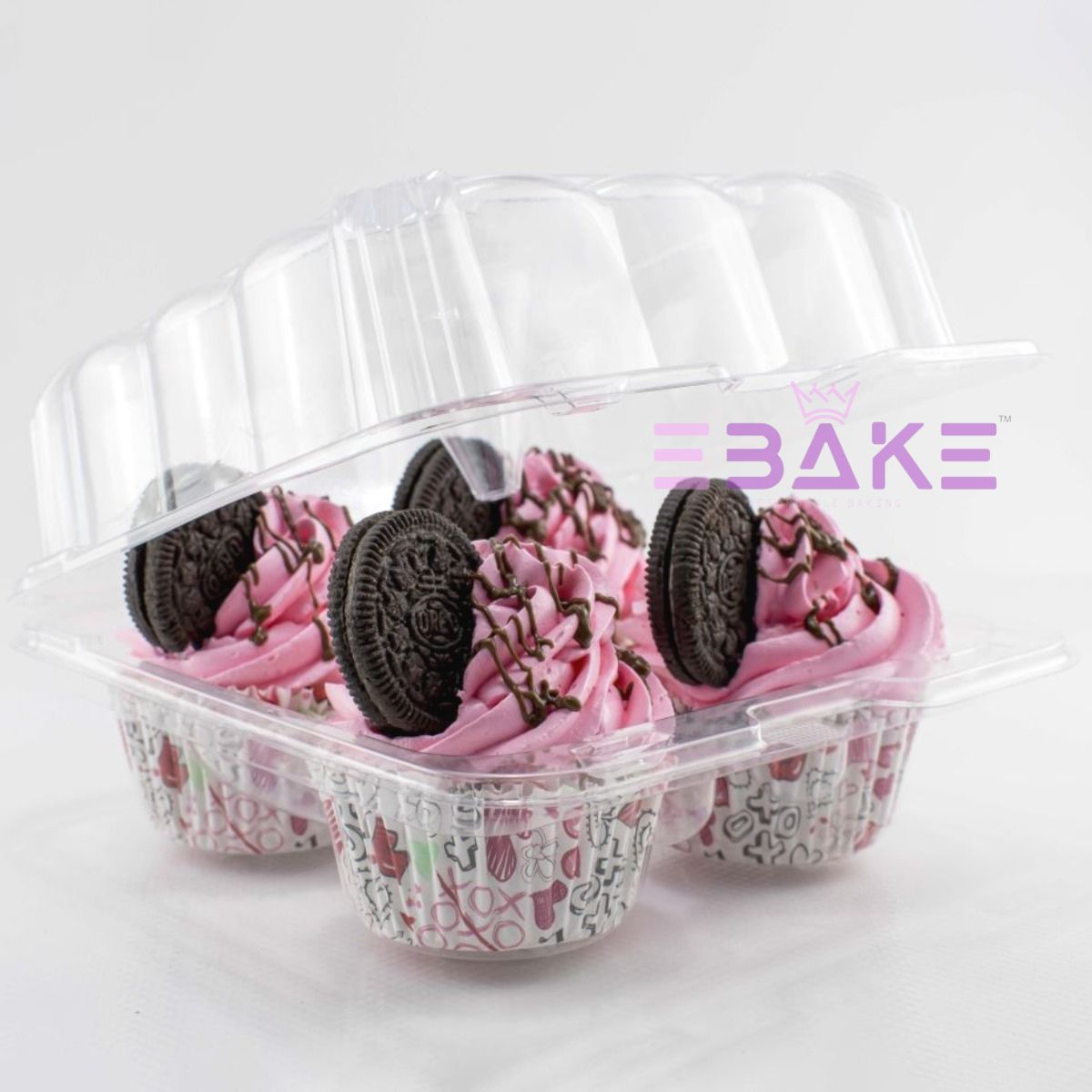 4 Cavity Plastic Cupcake Box / Clear Cupcake Holder (Set of 5 Pieces)