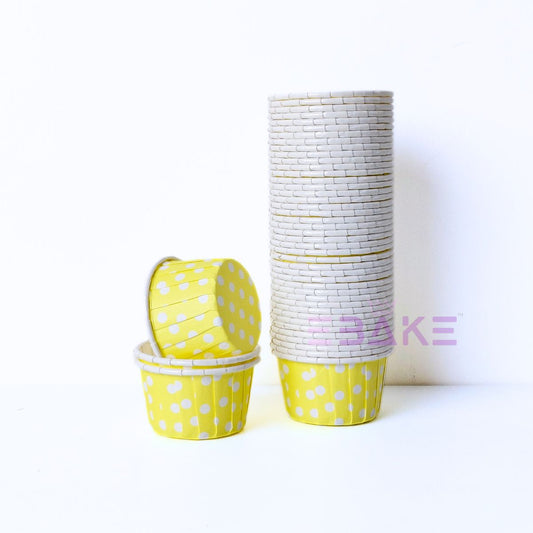 Mini Rolled Rim Muffin Cup / Cupcake Liners - Yellow (Set of 45 pieces)