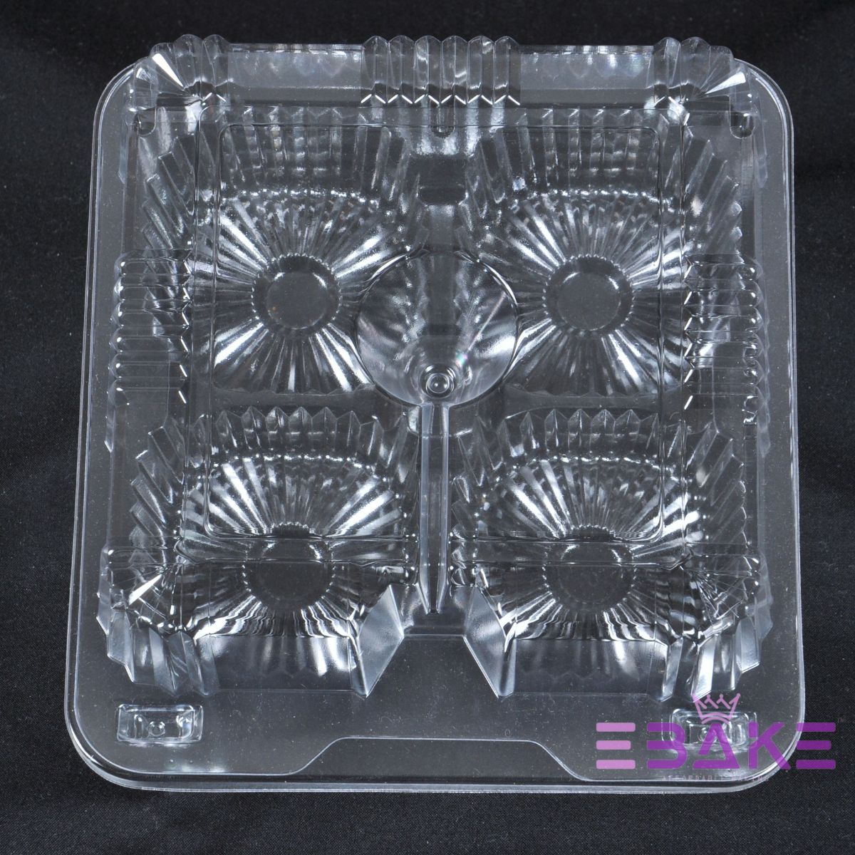 4 Cavity Plastic Cupcake Box / Clear Cupcake Holder (Set of 5 Pieces)