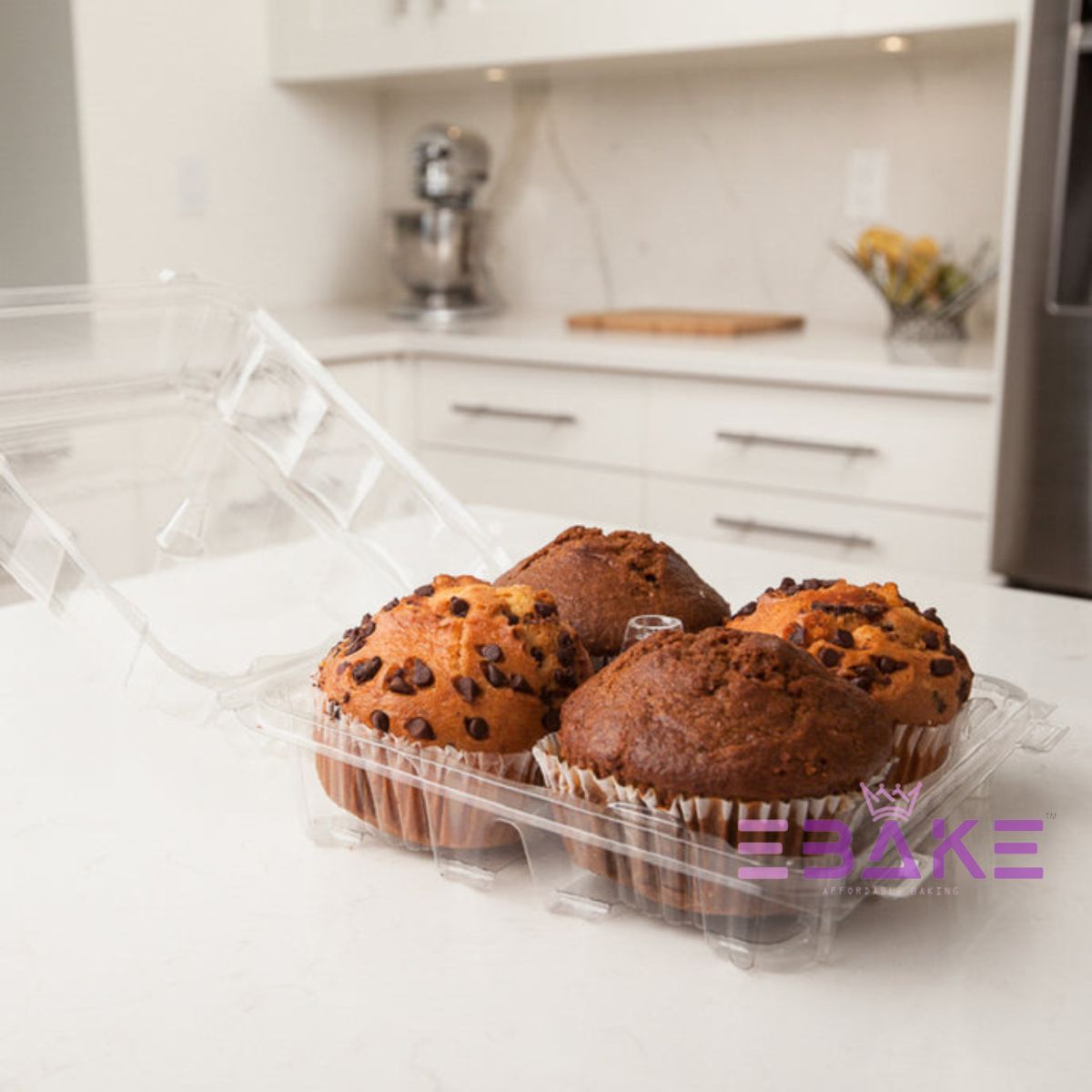 4 Cavity Plastic Cupcake Box / Clear Cupcake Holder (Set of 5 Pieces)