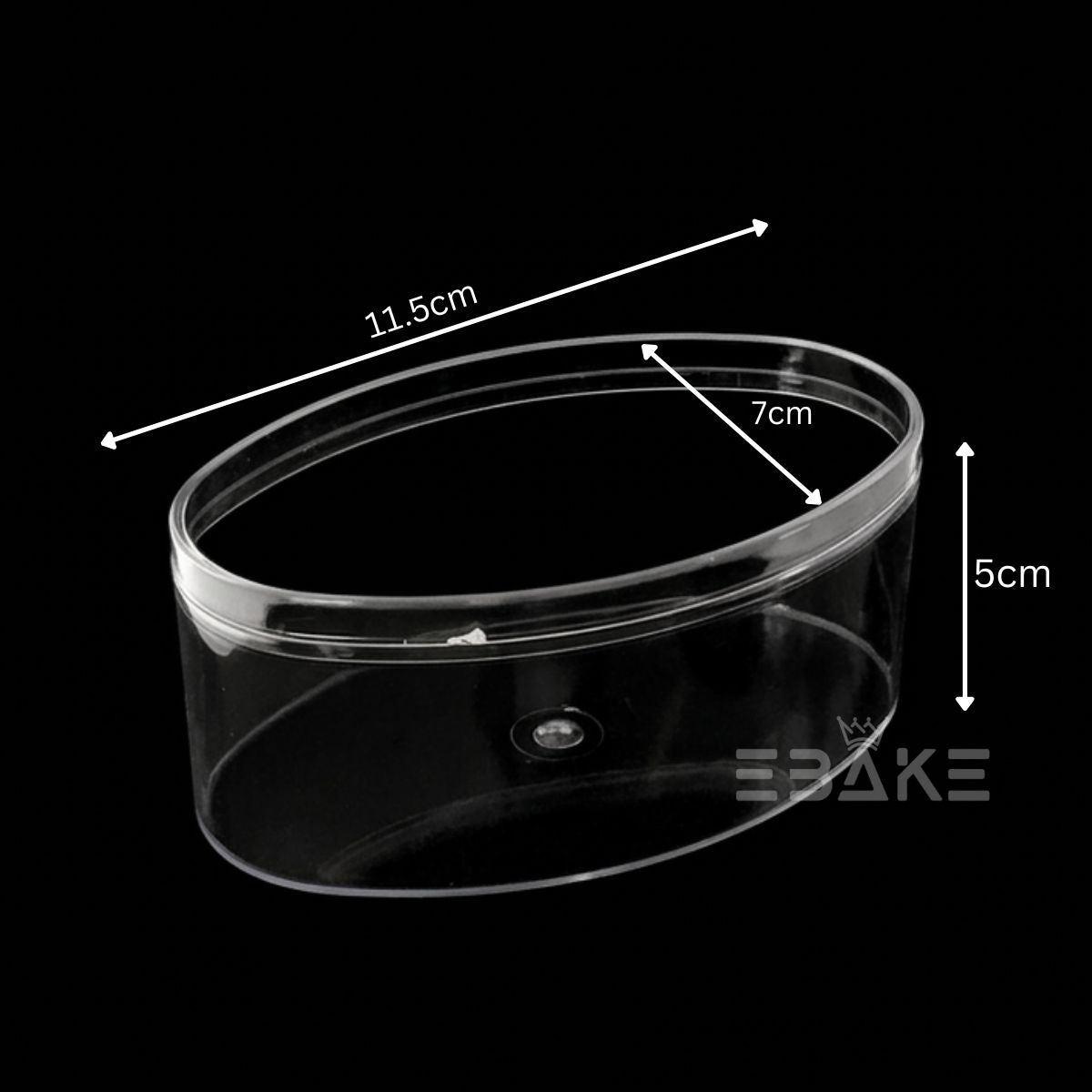 200ml Oval Acrylic Dessert Box / Cake Tub With Lid - Small (11.5*7*5cm)
