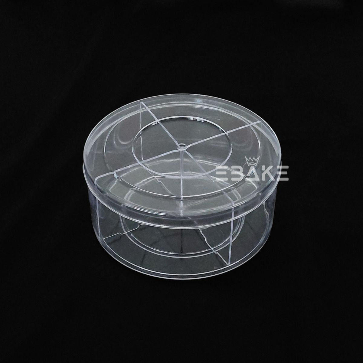 500ml Round Acrylic Dessert Box With Partition / Cake Tub With 4 Cavity 12*5.1cm