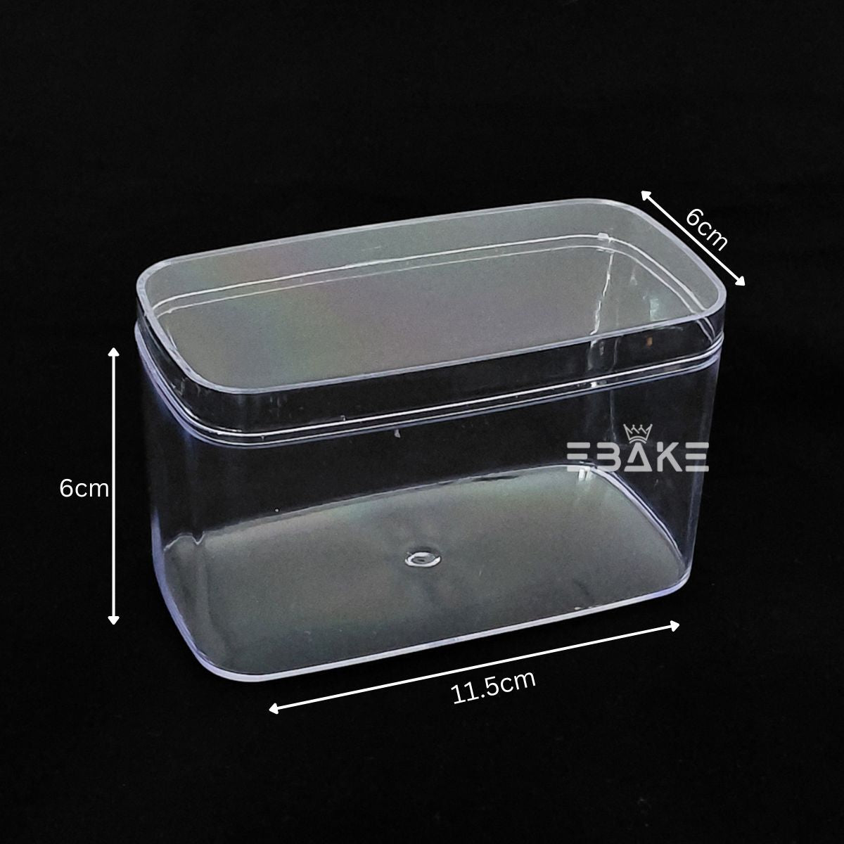 300ml Rectangle Acrylic Dessert Box / Cake Tub (With Lid)