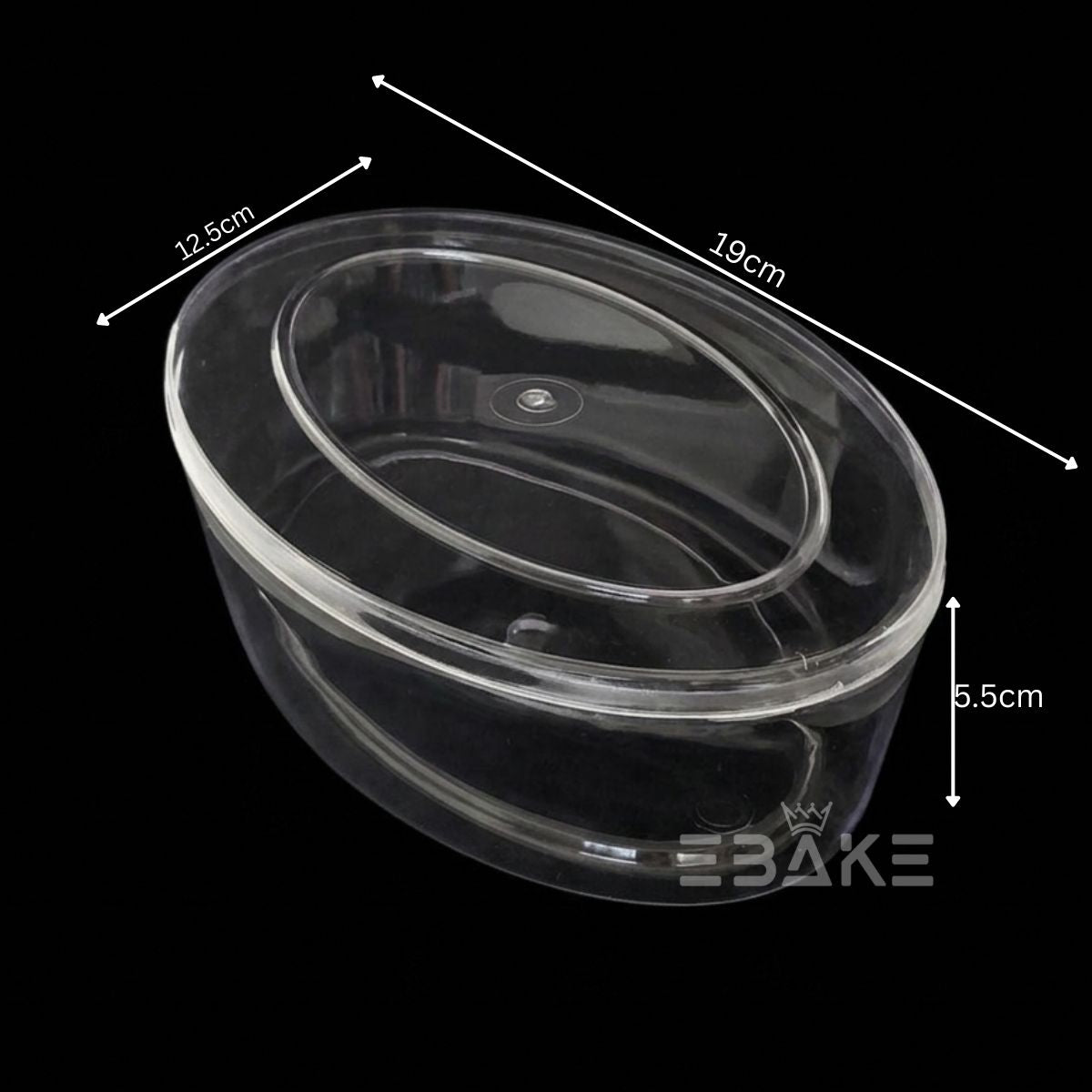 650ml Oval Acrylic Dessert Box / Cake Tub With Lid - Large (19*12.5*5.5cm)
