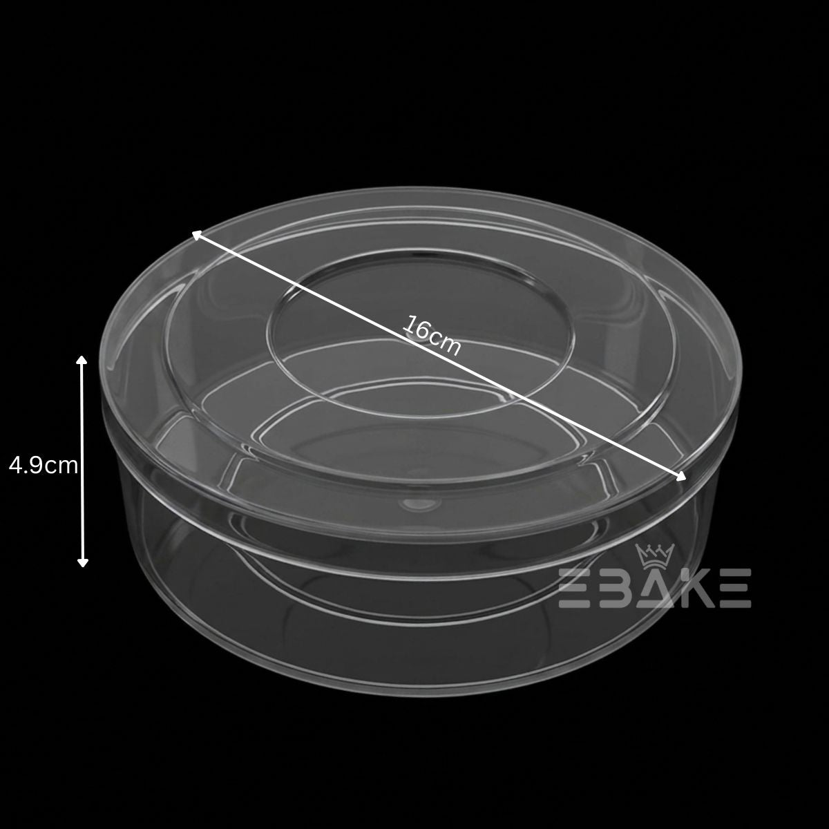 800ml Round Acrylic Dessert Box / Cake Tub With Lid - Large (16*4.9cm)