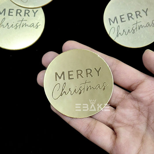 Merry Christmas Coin Topper 2" (Cake Disc) - Set of 10