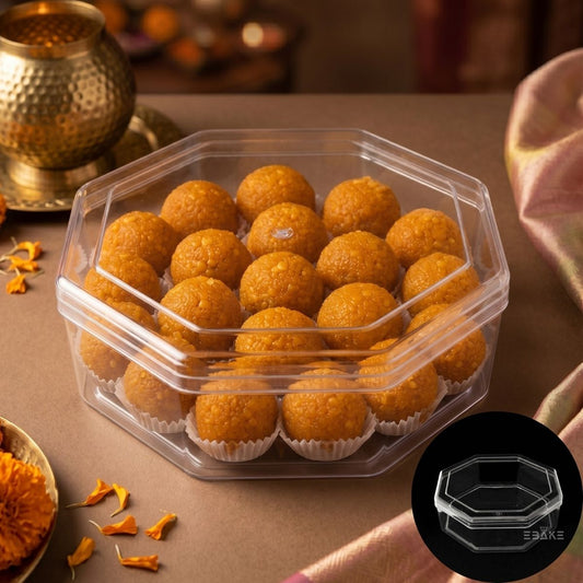 500ml Octagon Acrylic Dessert Box / Cake Tub With Lid