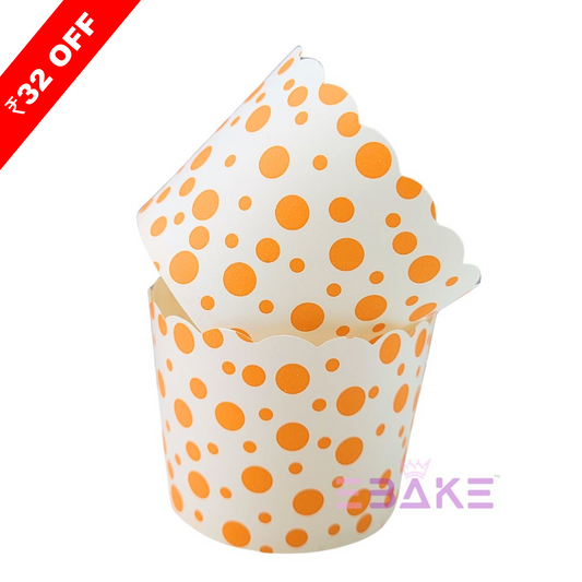 Paper Muffin Cup Orange Polka Dot - Set Of 50 Pieces Medium